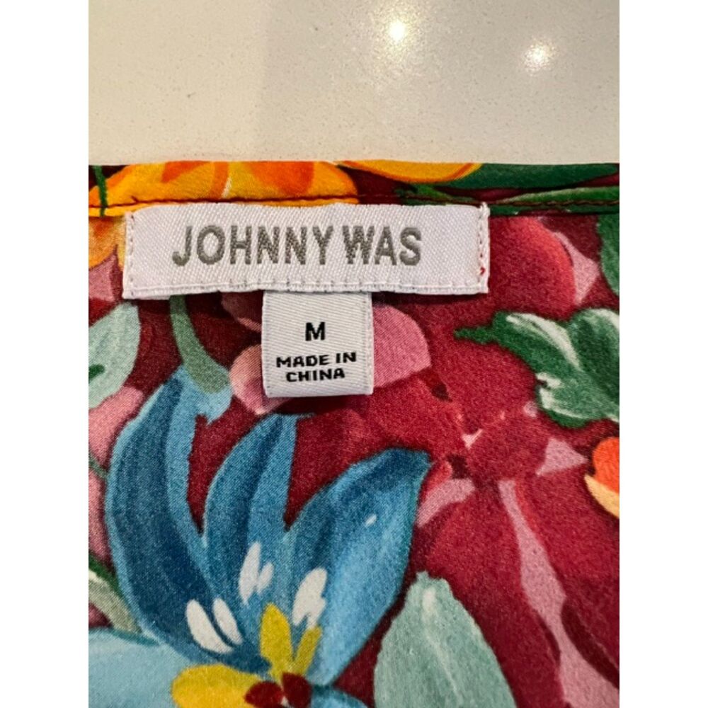 Johnny Was 100% Silk Floral Slip Brooklyn Dress Red Multicolor Medium - Picture 6 of 8